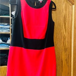 Vince Camuto Red/Black Color Block Sheath Dress Small